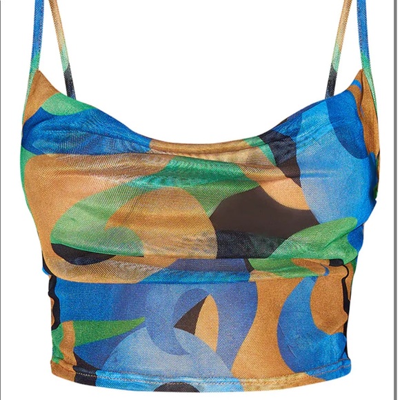 NWT PLT Abstract Mesh Crop Top - Picture 5 of 10